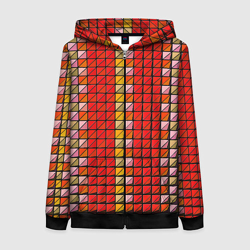 Женская толстовка на молнии Красные плитки / 3D-Черный – фото 1