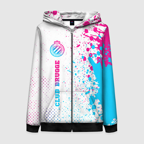 Женская толстовка на молнии Club Brugge neon gradient style по-вертикали / 3D-Черный – фото 1