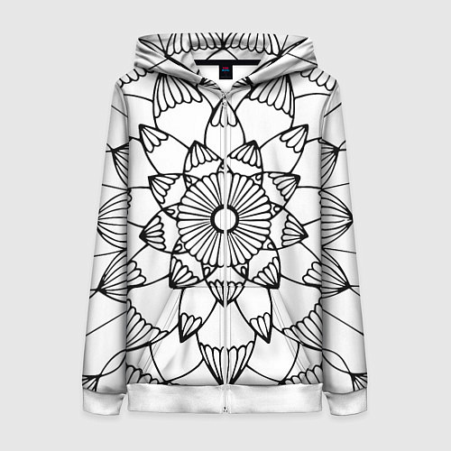Женская толстовка на молнии Мандала узор ракушка / 3D-Белый – фото 1
