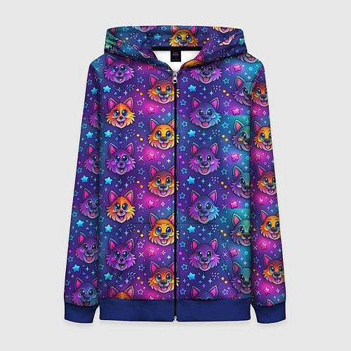 Женская толстовка на молнии Furry anime face / 3D-Синий – фото 1
