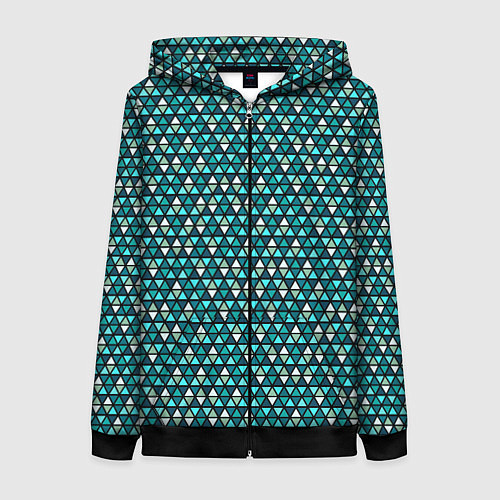 Женская толстовка на молнии Бирюзовый геометрия / 3D-Черный – фото 1
