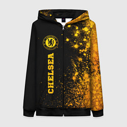 Толстовка на молнии женская Chelsea - gold gradient по-вертикали, цвет: 3D-черный