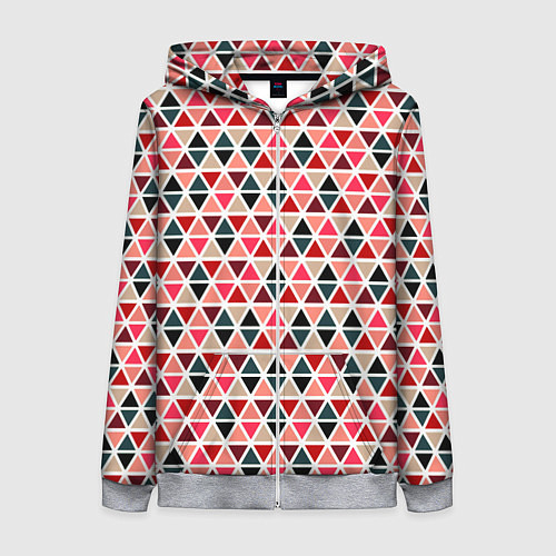 Женская толстовка на молнии Бирюзово-розовый геометричный треугольники / 3D-Меланж – фото 1