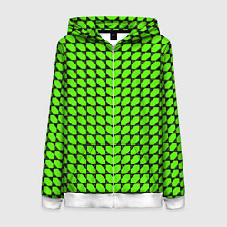 Женская толстовка на молнии Зелёные лепестки шестиугольники