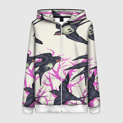 Женская толстовка на молнии Migratory birds / 3D-Белый – фото 1