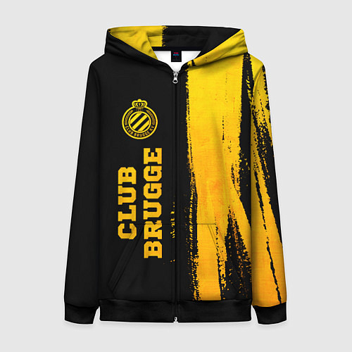 Женская толстовка на молнии Club Brugge - gold gradient по-вертикали / 3D-Черный – фото 1