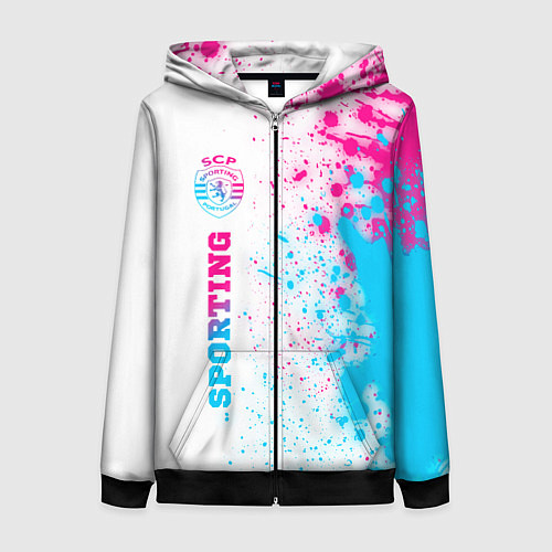 Женская толстовка на молнии Sporting neon gradient style по-вертикали / 3D-Черный – фото 1