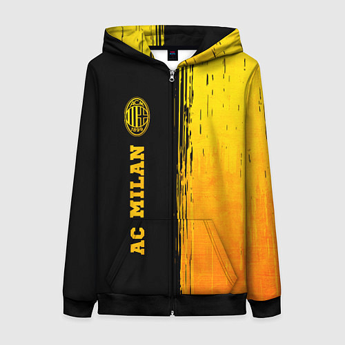 Женская толстовка на молнии AC Milan - gold gradient по-вертикали / 3D-Черный – фото 1