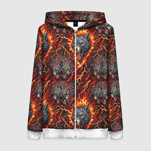 Женская толстовка на молнии Волки эпичный паттерн / 3D-Белый – фото 1