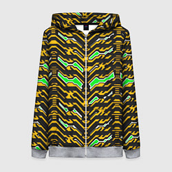 Толстовка на молнии женская Агрессивный чёрно-жёлтый паттерн, цвет: 3D-меланж
