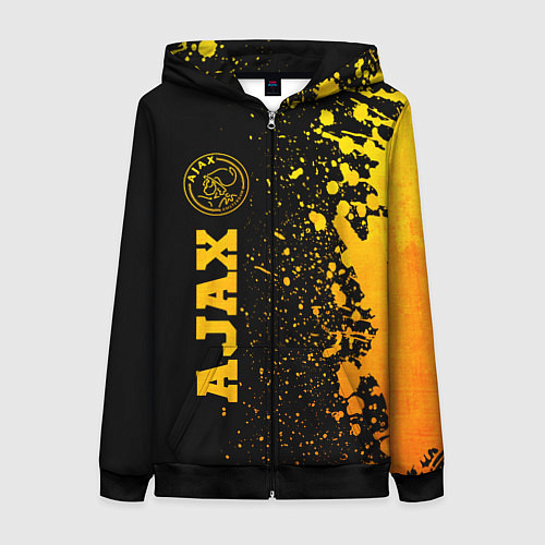 Женская толстовка на молнии Ajax - gold gradient по-вертикали / 3D-Черный – фото 1