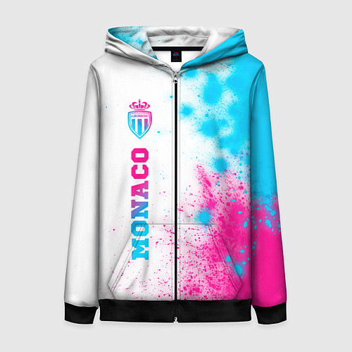 Женская толстовка на молнии Monaco neon gradient style по-вертикали / 3D-Черный – фото 1