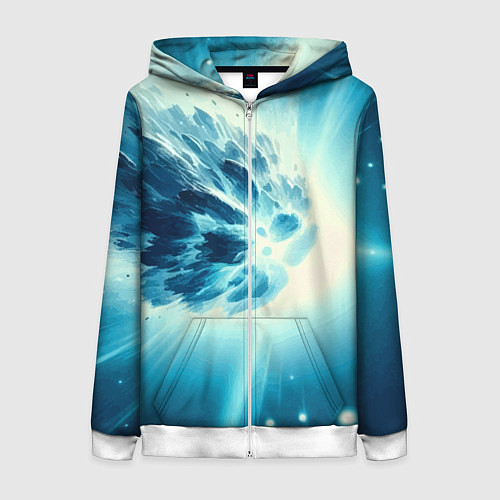 Женская толстовка на молнии Неоновая комета - нейросеть / 3D-Белый – фото 1