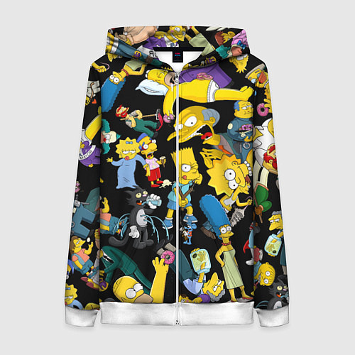 Женская толстовка на молнии Персонажи Симпсонов / 3D-Белый – фото 1