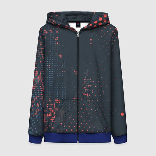 Женская толстовка на молнии Брызги краски на стену / 3D-Синий – фото 1