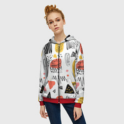 Толстовка на молнии женская Паттерн узоры, цвет: 3D-красный — фото 2