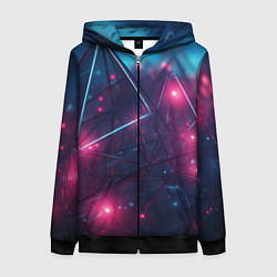 Толстовка на молнии женская Конструкция с ярким свечением, цвет: 3D-черный