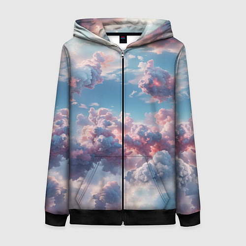 Женская толстовка на молнии Сказочные облака патерн / 3D-Черный – фото 1