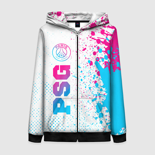 Женская толстовка на молнии PSG neon gradient style по-вертикали / 3D-Черный – фото 1