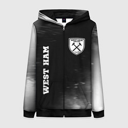 Толстовка на молнии женская West Ham sport на темном фоне вертикально, цвет: 3D-черный