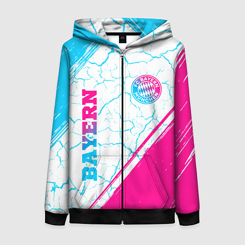 Женская толстовка на молнии Bayern neon gradient style вертикально / 3D-Черный – фото 1