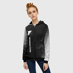 Толстовка на молнии женская Hoffenheim sport на темном фоне по-вертикали, цвет: 3D-черный — фото 2