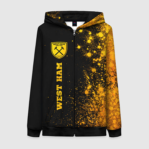 Женская толстовка на молнии West Ham - gold gradient по-вертикали / 3D-Черный – фото 1