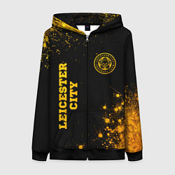 Толстовка на молнии женская Leicester City - gold gradient вертикально, цвет: 3D-черный