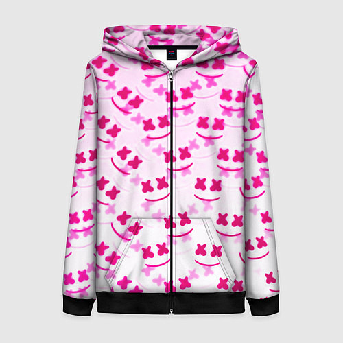 Женская толстовка на молнии Marshmello pink colors / 3D-Черный – фото 1