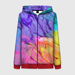 Женская толстовка на молнии Красочные разводы гуашью