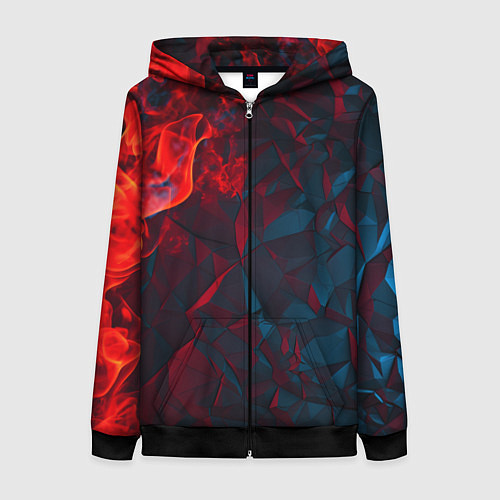 Женская толстовка на молнии Темная абстракция с разломом красных плит / 3D-Черный – фото 1