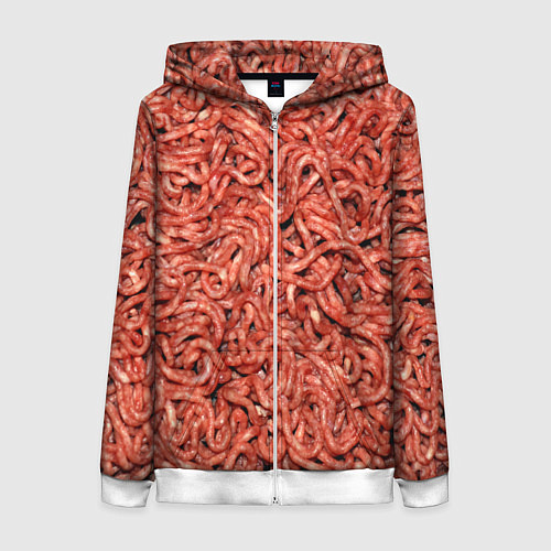 Женская толстовка на молнии Мясной фарш текстура / 3D-Белый – фото 1