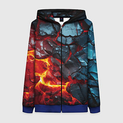 Толстовка на молнии женская Темная огненная плитка, цвет: 3D-синий