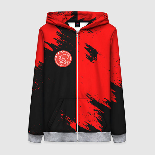 Женская толстовка на молнии Ajax sport color red / 3D-Меланж – фото 1