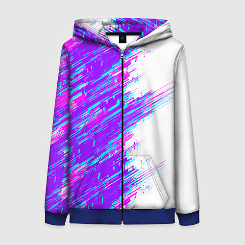 Женская толстовка на молнии Neon glitch / 3D-Синий – фото 1