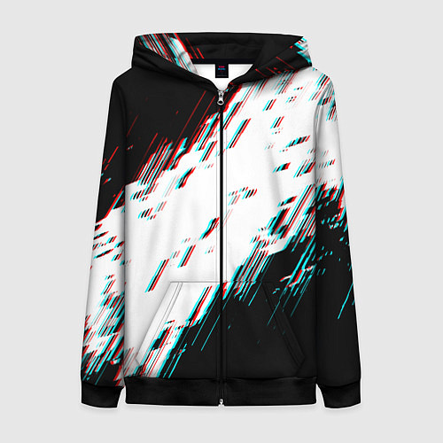 Женская толстовка на молнии Glitch effect / 3D-Черный – фото 1