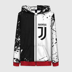 Толстовка на молнии женская Juventus краски текстура спорт, цвет: 3D-красный