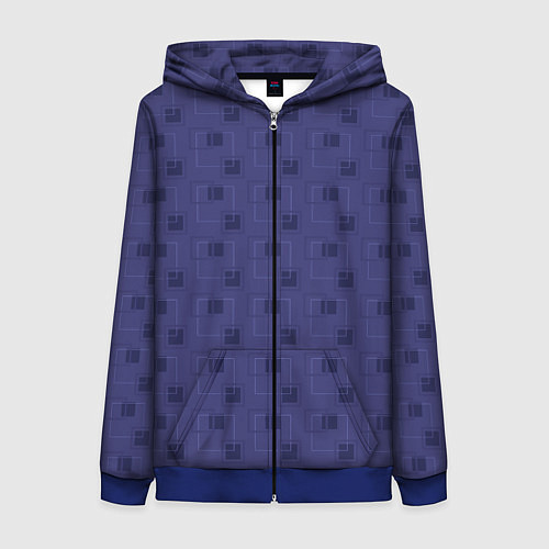 Женская толстовка на молнии Тёмный сиреневый паттерн квадраты / 3D-Синий – фото 1