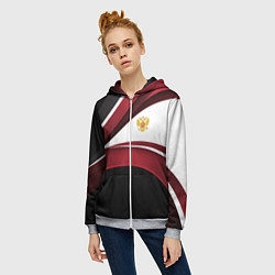 Толстовка на молнии женская Униформа Россия - бордовая, цвет: 3D-меланж — фото 2