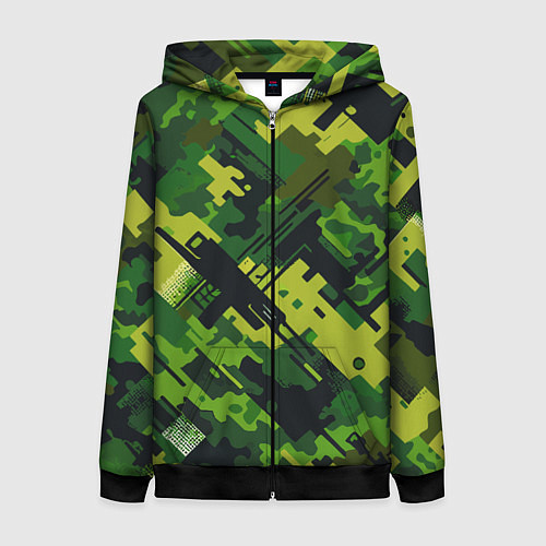 Женская толстовка на молнии Camouflage - pattern ai art / 3D-Черный – фото 1