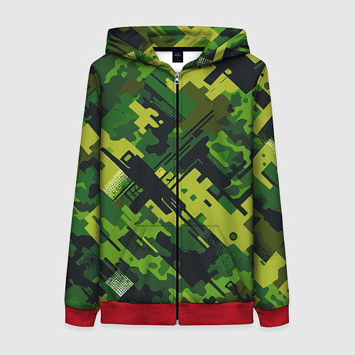 Женская толстовка на молнии Camouflage - pattern ai art / 3D-Красный – фото 1