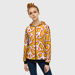 Толстовка на молнии женская Pattern peace, цвет: 3D-черный — фото 2