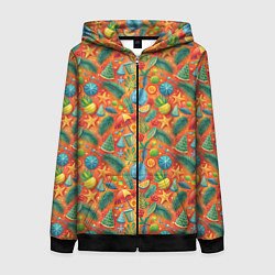 Толстовка на молнии женская Летние каникулы микс из паттерна, цвет: 3D-черный