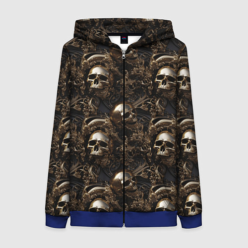 Женская толстовка на молнии Черепа и узоры лакшери / 3D-Синий – фото 1