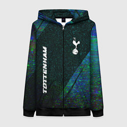 Толстовка на молнии женская Tottenham glitch blue, цвет: 3D-черный