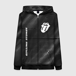 Толстовка на молнии женская Rolling Stones metal rock lines, цвет: 3D-черный