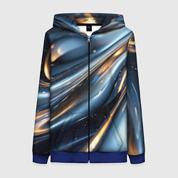 Толстовка на молнии женская Синяя обтекаемая текстура, цвет: 3D-синий
