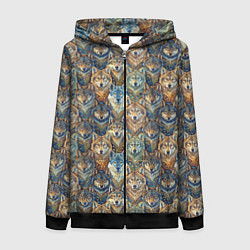 Толстовка на молнии женская Волчий узор, цвет: 3D-черный