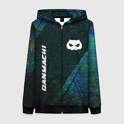 Толстовка на молнии женская DanMachi glitch blue, цвет: 3D-черный
