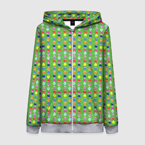 Женская толстовка на молнии Паттерн с вертикальными гирляндами на зеленом / 3D-Меланж – фото 1